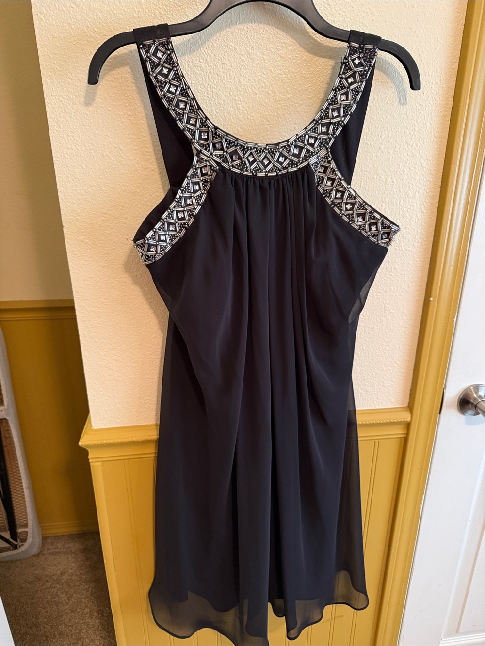 Embellished Neckline Black Cocktail Dress Sz 10